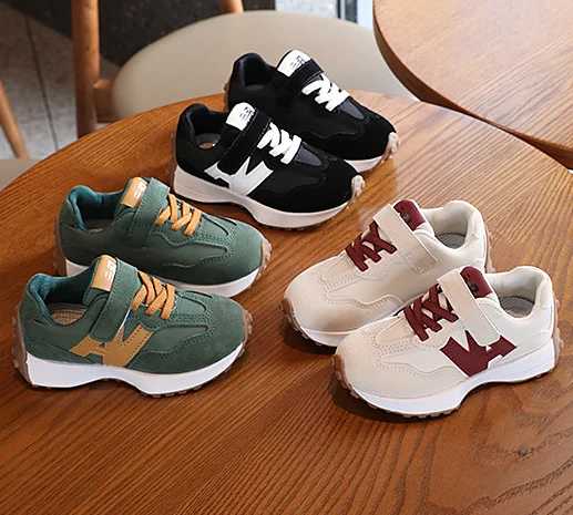 

Kids British style retro boys' small leather shoes spring and autumn new children's casual shoes, Green/black/beige