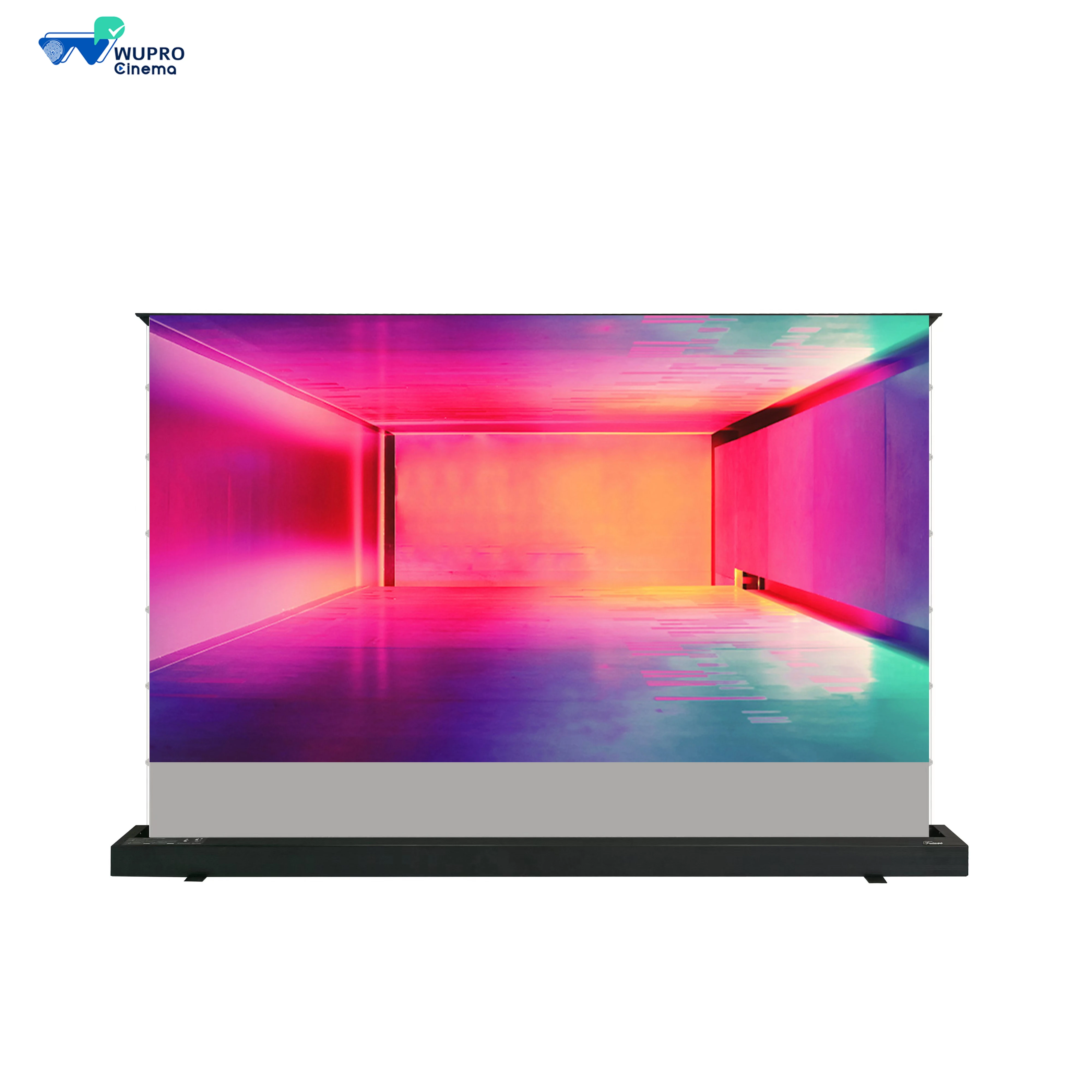 

2023 WUPRO 72/100/120inch Black Gray crystal Anti-light for ust 4K Electric alr screen motorized floor rising projector screen