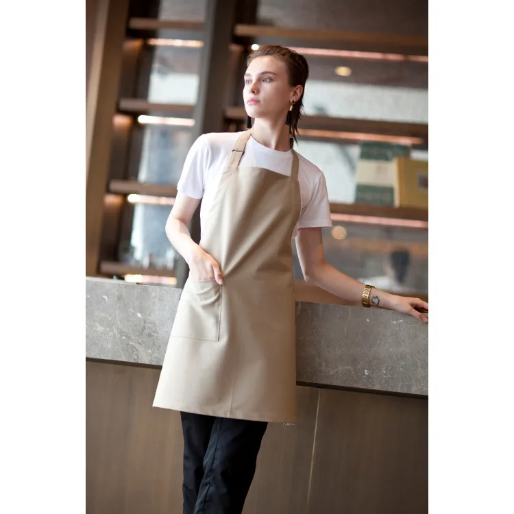 

High Quality Factory Supplier Plain Hang Neck Customize Logo Washed Pure Cotton Apron