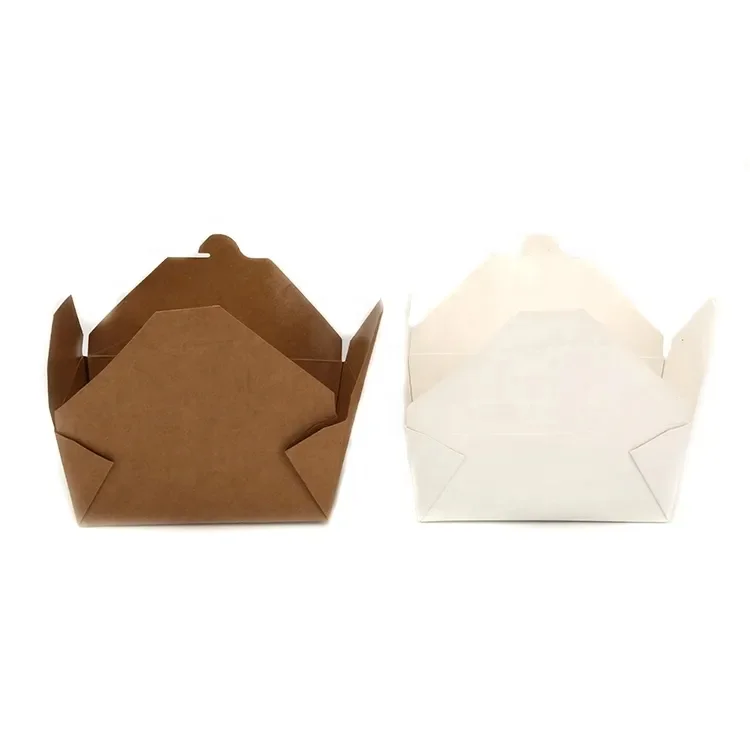 

Wholesale Biodegradable Food Garde Brown White Craft Paper Takeaway Box Large Lunch Food Packing Boxes