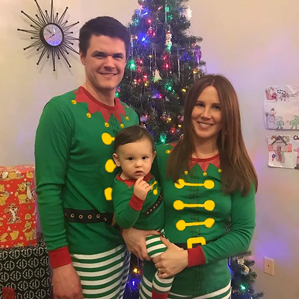 

Papa Mama Baby Children Promotion Christmas Funny Clown Printed Family Pajamas Christmas, Customized color
