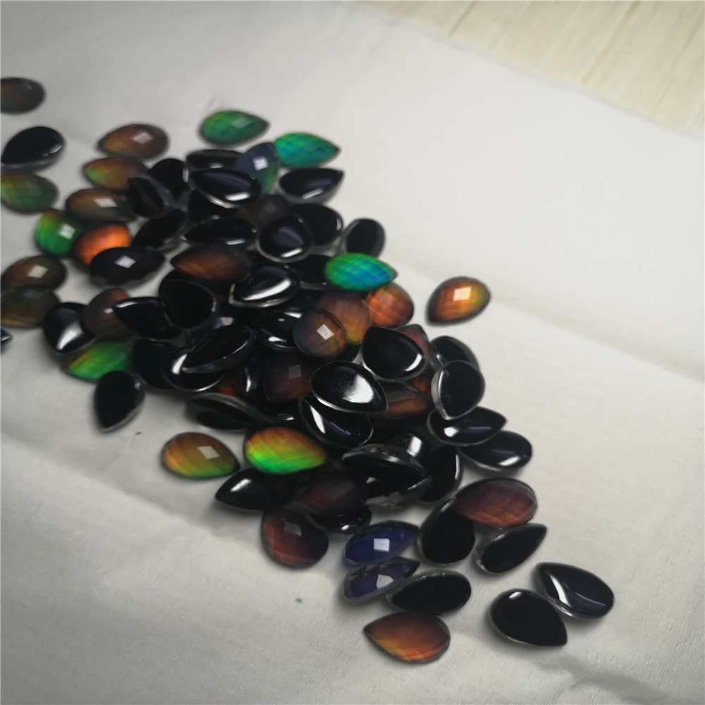 

Temperature Stone Color Change Stone Mood Stone Flat-bottom Pear Cut Loose Factory Wholesale 13*18 Mm Jewelry Making Glass