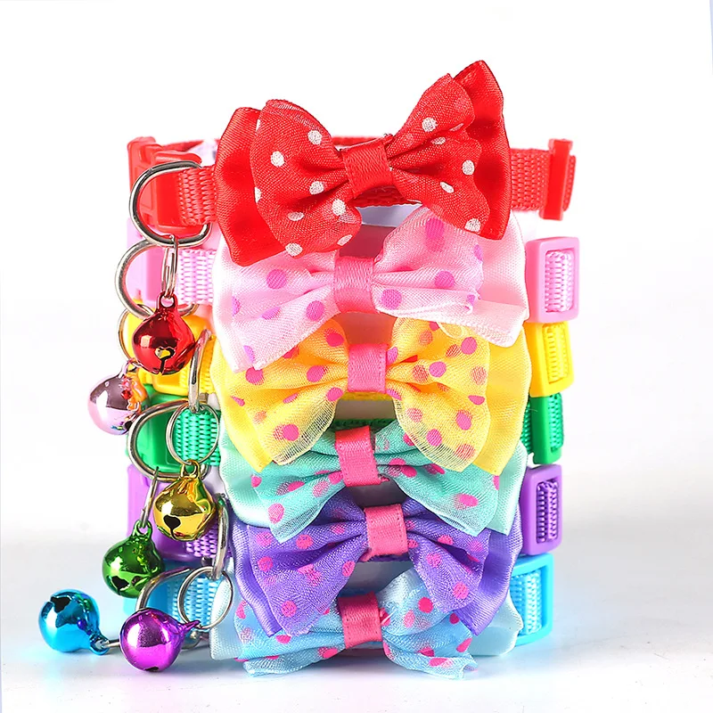 

Amazon Hot Sale Durable Adjustable Bells Bowknot Pet Cat Dog Collar Puppy Kitty Etsy Cat Collars, Solid