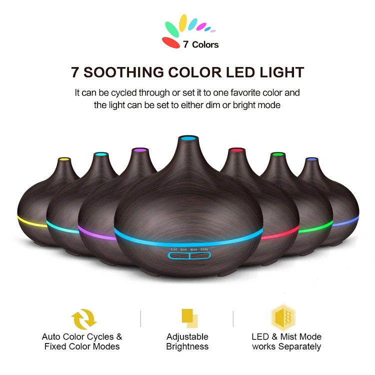 7 Colors LED Light Aroma Diffuser 300ML Aromatherapy Cool Mist Air Humidifier
