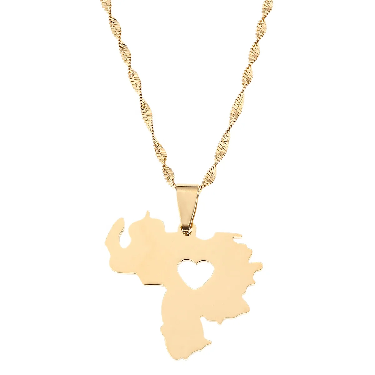 

Venezuela Map Pendant Necklace For Women Gold Color Venezuela Heart Charm Jewelry