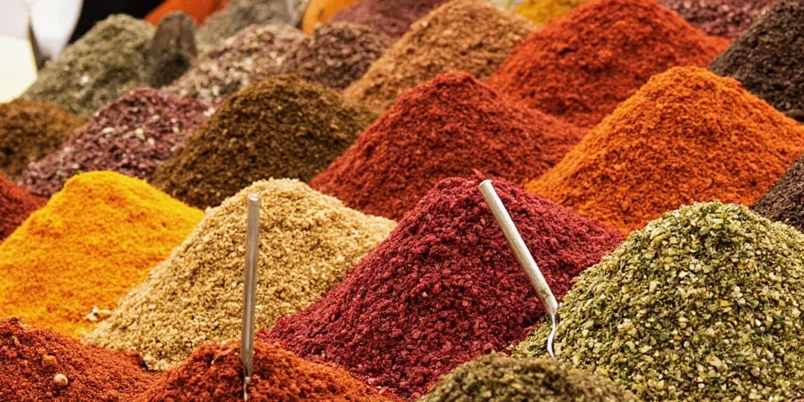 Home kitchen setup with Mexican spices and tools