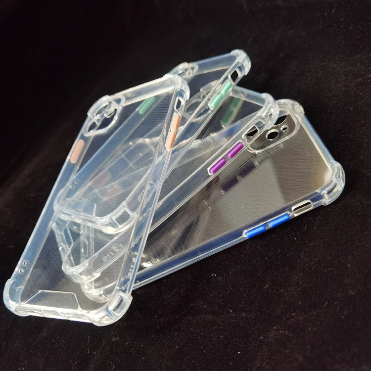 

Cheap Price 2.0mm Colorful Buttons Shockproof Bumper Clear Transparent TPU Mobile Phone Cover Case For Samsung Galaxy S21 Plus