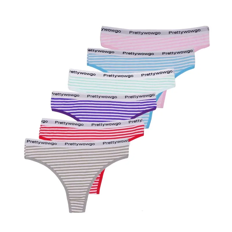 

Striped Cotton Women's Sexy G String Thongs, 7 colors