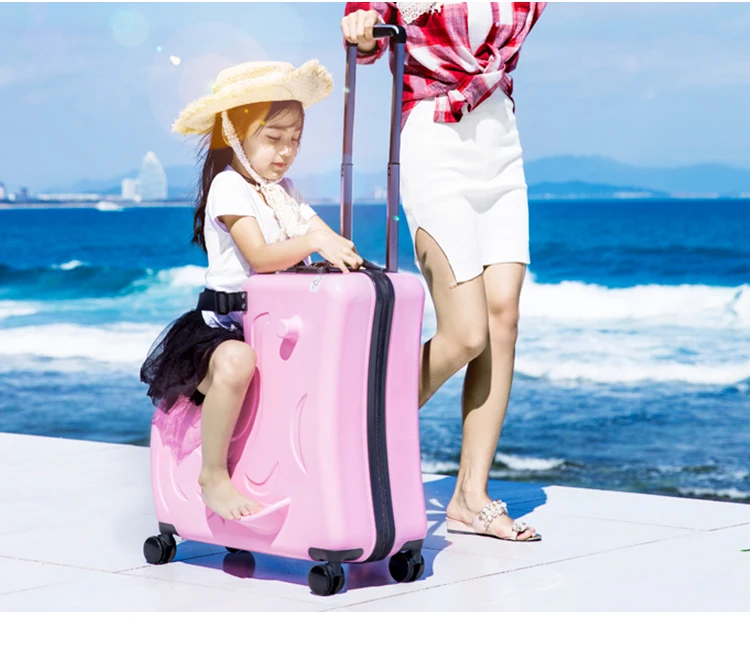 
Manufacturer patent new design personalized cute cabin travel kids luggage set with seat suitcase 