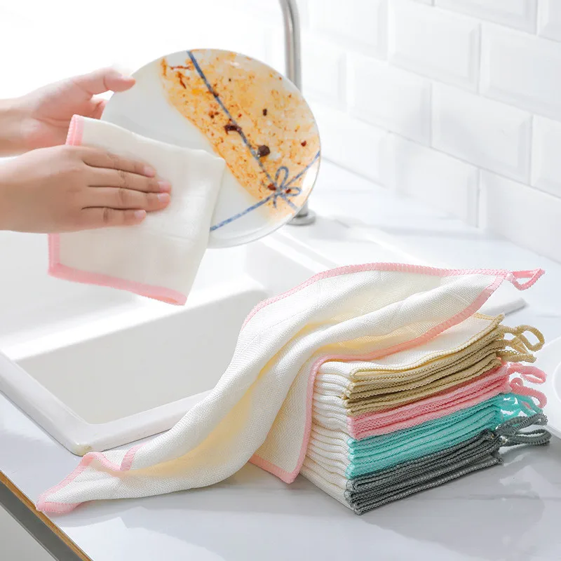 

2021 Non-oily Dish Cloth Kitchen Household Magic Degreaser Towel, As show