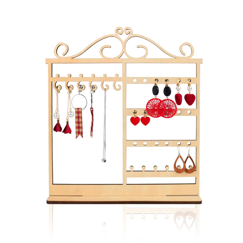 

Custom Wooden Jewelry Rack Stand Wooden Organizer Display with Holes for Earring Key Rack Display, According to quantity