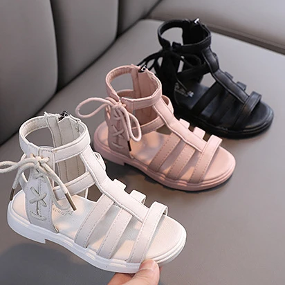 

Latest fashion Summer Kids Slippers flat Soft PU Children shoes strap sandals new Girl Beach children's sandals, Black,white,pink