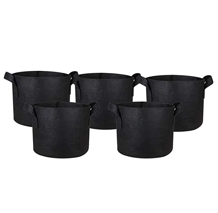 

5 gallon 7 gallon 10 gallon felt plant pouch Breathable Fabric pot felt potato grow bag, Black