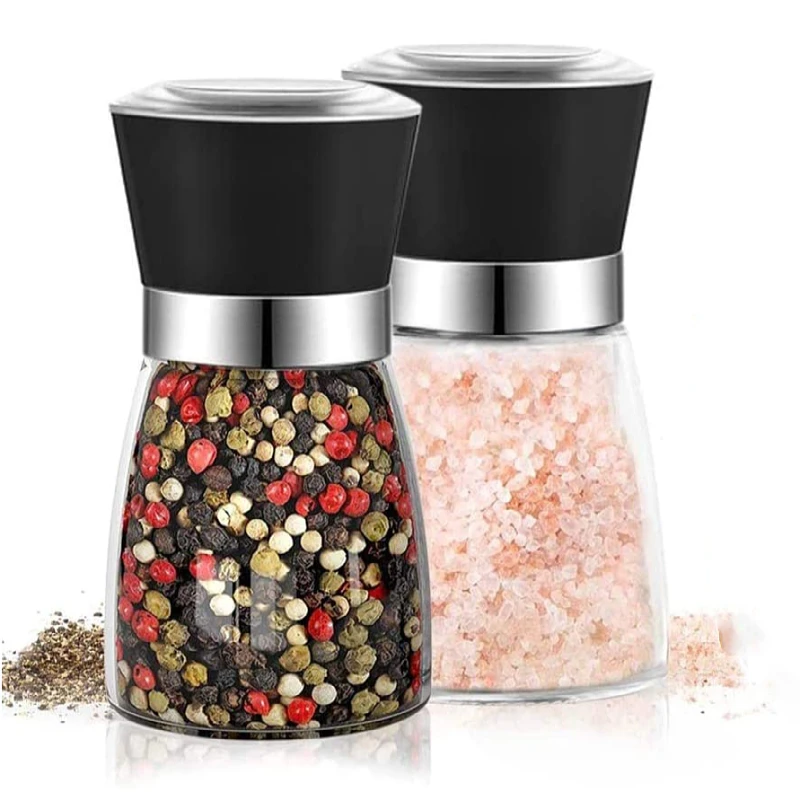 

Wholesale Manual Spice Salt Pepper Mill 80ml 100ml 150ml Glass Plastic Spice Salt Pepper Grinder, Black