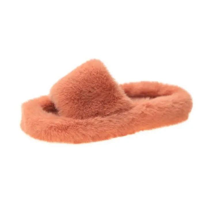 

Cheap High Quality Fake Bunny Faux Fur Slides For Ladies, Wholesale Hot Slides For Women Plush Pink Indoor Slippers Shoes, White/black/pink