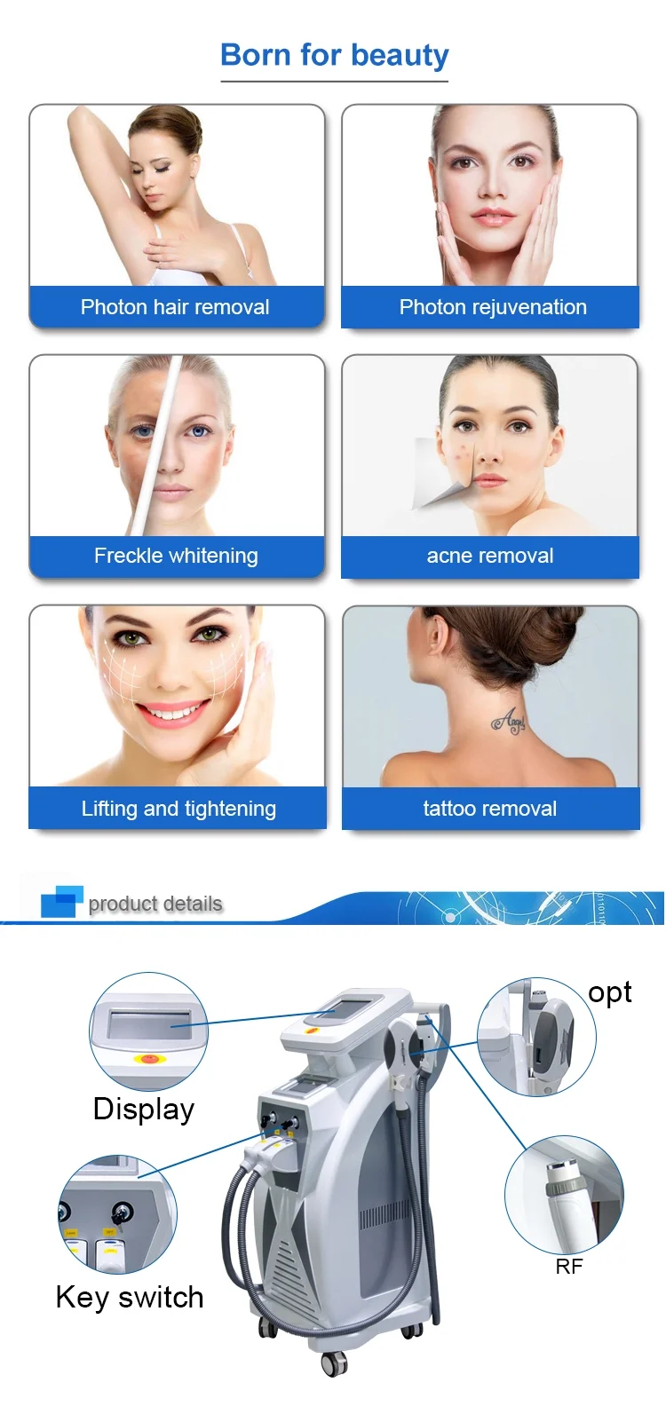 Multifunctional Permanent Hair Remover SHR OPT IPL Hair Removal Machine For Beauty Salon
