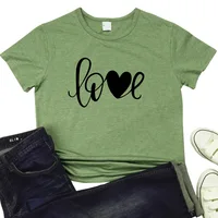 

New Product Love Print Ladies New Design Blouse T Shirts Women Regular Fits Women Short Sleeve T Shirts