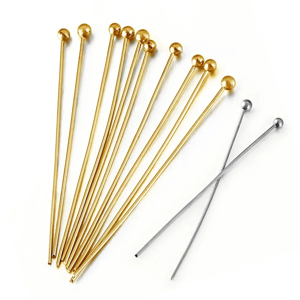 

DIY beading jewelry making head pins PVD vacuum gold plated NO TARNISH stainless steel ball head needle pins