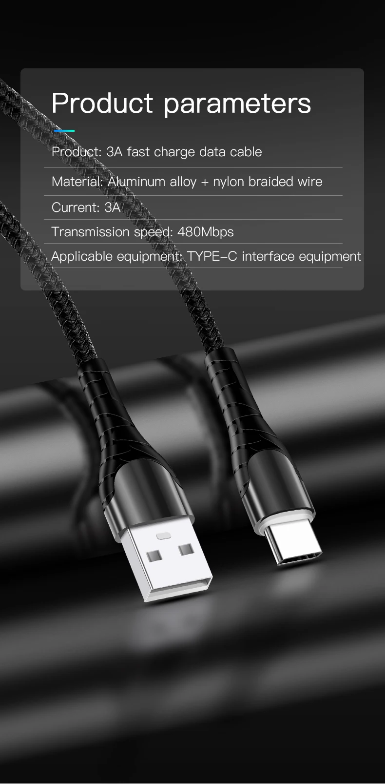 Logo customized 100cm Zinc alloy 3A type-c usb c micro usb fast charging data multi charger cable with LED light for iphone - ANKUX.COM