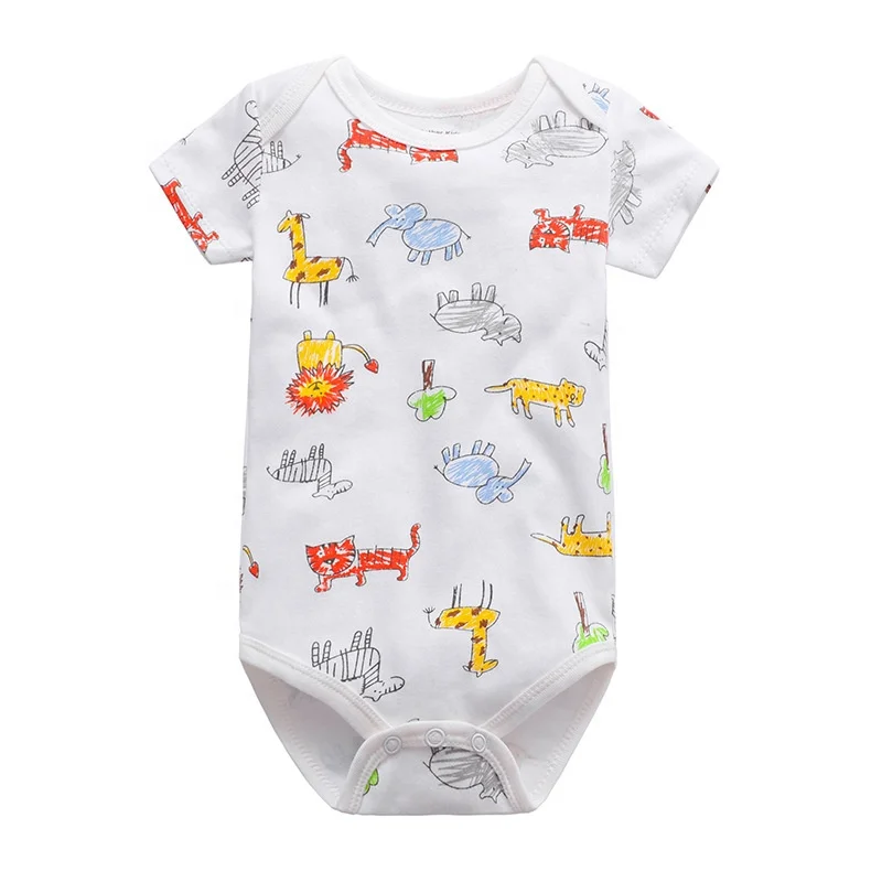 

Unisex 100% cotton Printing Baby Boys Girls Rompers Clothes Knitted 5 Pack Short Sleeve Bodysuits Baby Cloth 0-12 month
