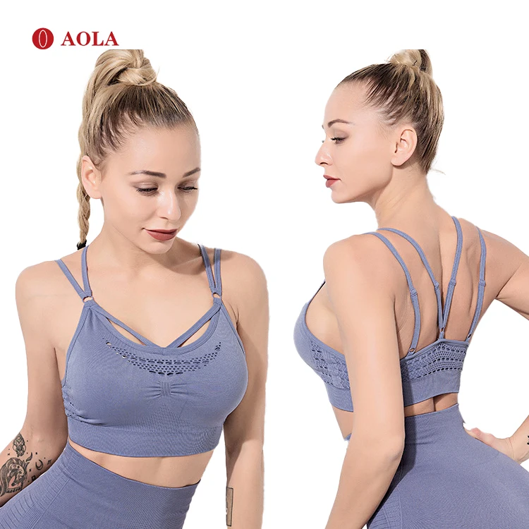 

AOLA Adjustable Straps Sport Bra Big Size Plus And Short Set Cup Design High Support Push Up Running Top Fitness Women Sport bra, Picture shows