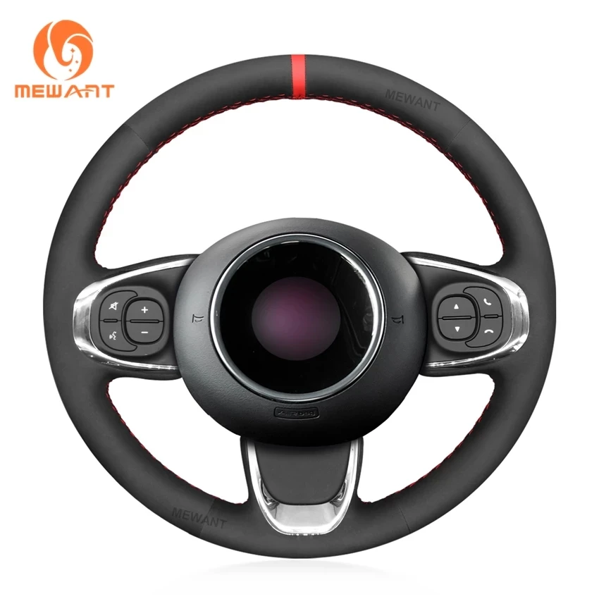 

Fashion Design Car Accessory Black Leather Steering Wheel Cover For Fiat 500 500C 2015 2016 2017 2018 2019 2020 2021