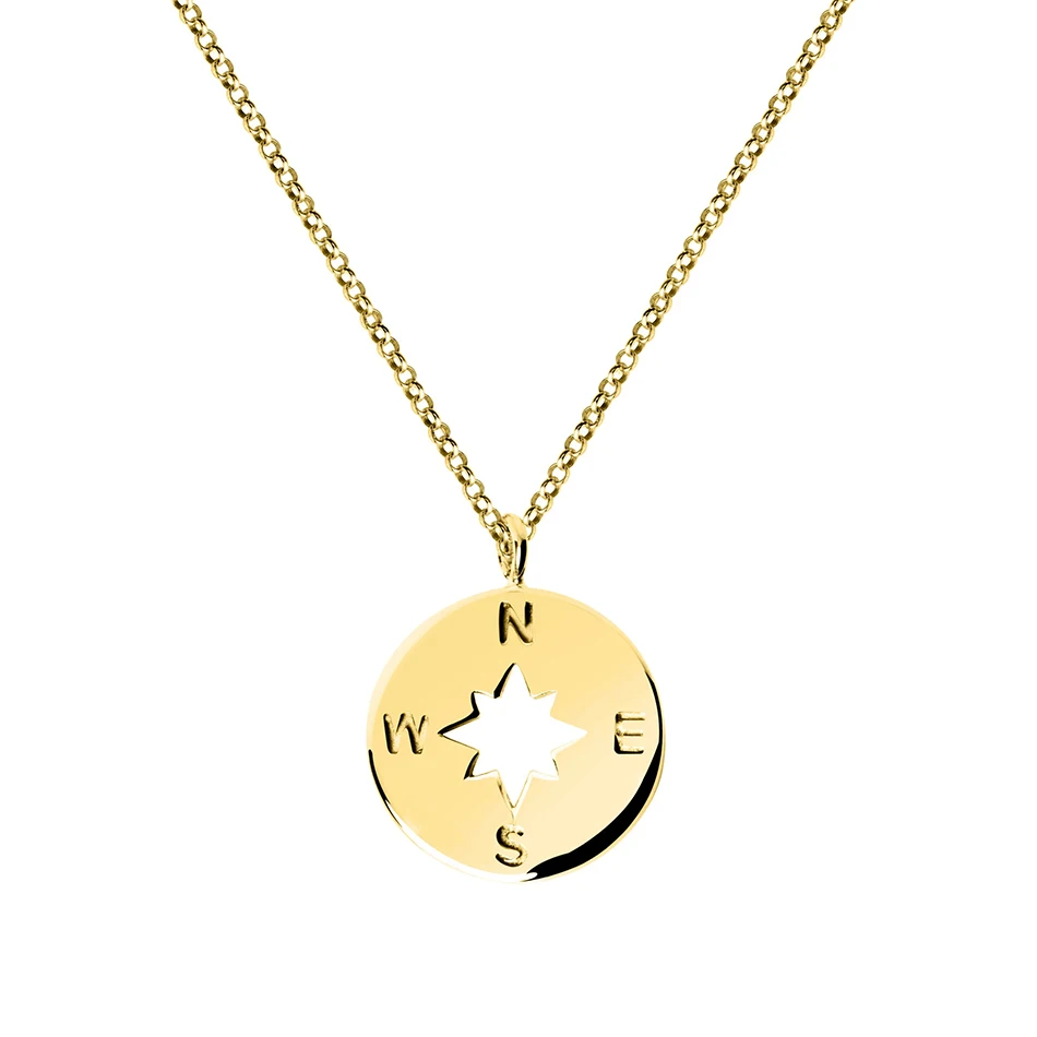 

High Polish Jewelry 925 Sterling Silver Hot 18k Gold Plated Compass Pendant Necklace For Woman