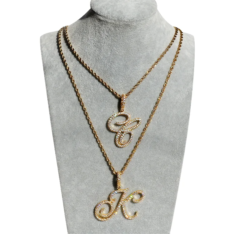 

Costume jewelry personalized Hiphop bling luxury Charm diamond alphabet necklace, Picture