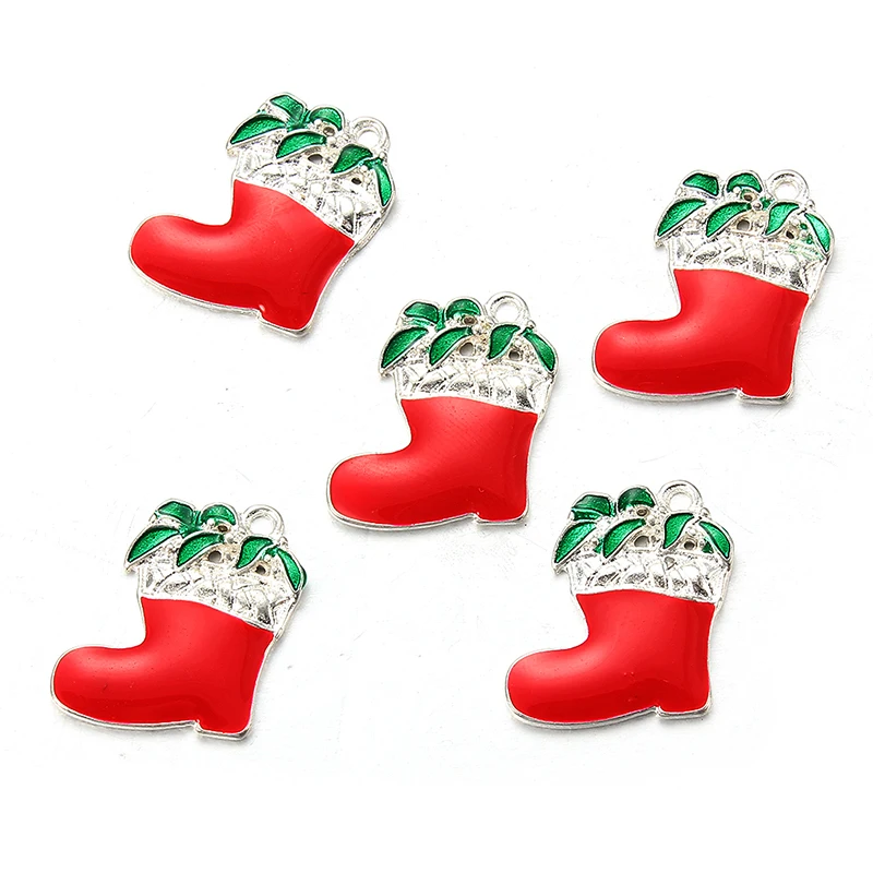 

10 charms Santa Claus round head red boots pendant accessories DIY jewelry party gifts 20*17mm, Picture