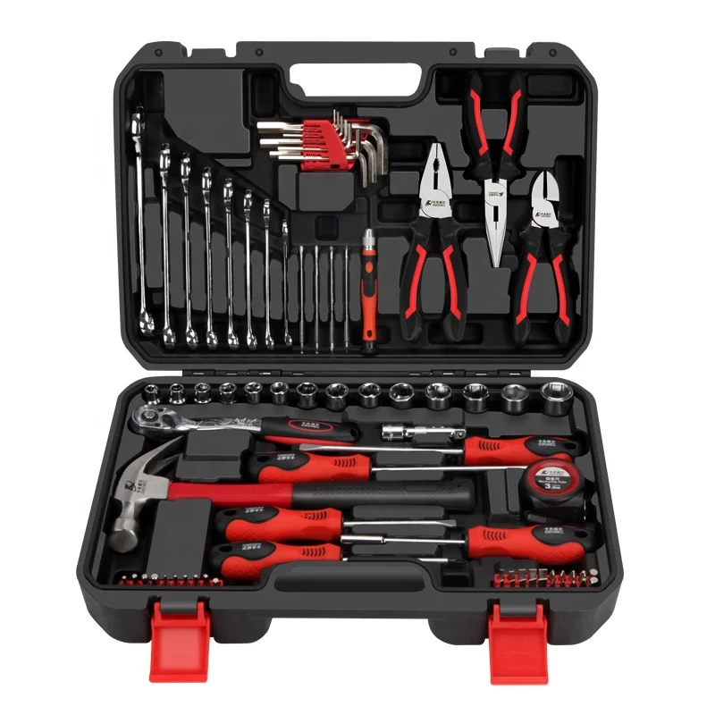 

KAFUWELL SS3710A 78 Piece General Household Hand Auto Repair Tool Set Kit with Plastic Toolbox Storage Case