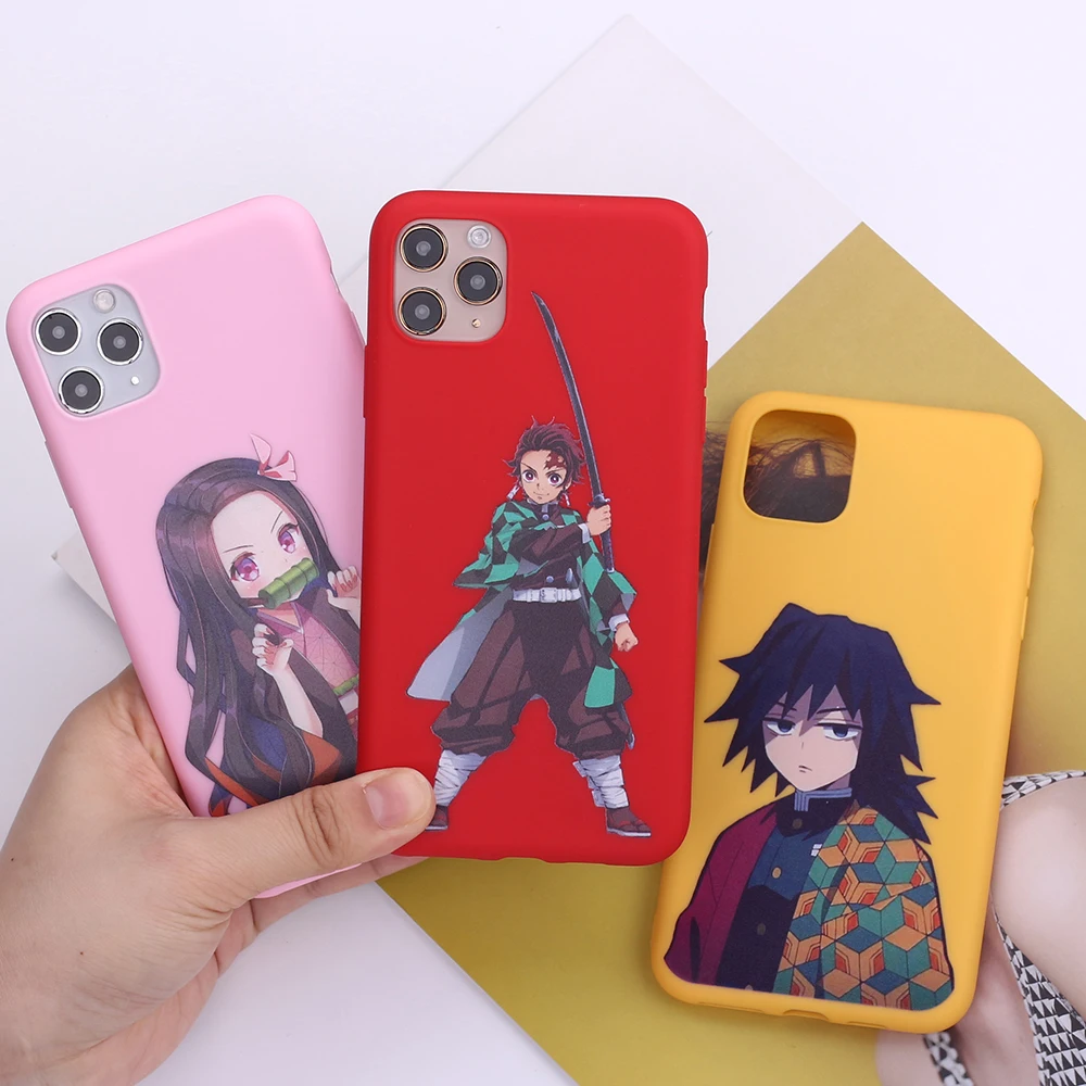 

Anime Kimetsu no Yaiba Demon Slayer Fire Phone Cover For iPhone 12 11 Pro Max XS XR Max 7 8 7Plus 8Plus 6S SE Soft Silicone Case, Mix colors