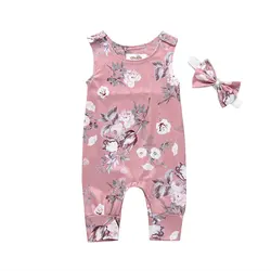 Floral baby rompers sleeve less summer hot style b