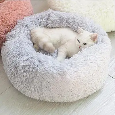 

Long Plush Super Soft Kennel Dog Round Cat Winter Warm Sleeping Bag Puppy Cushion Mat Portable Pet Bed