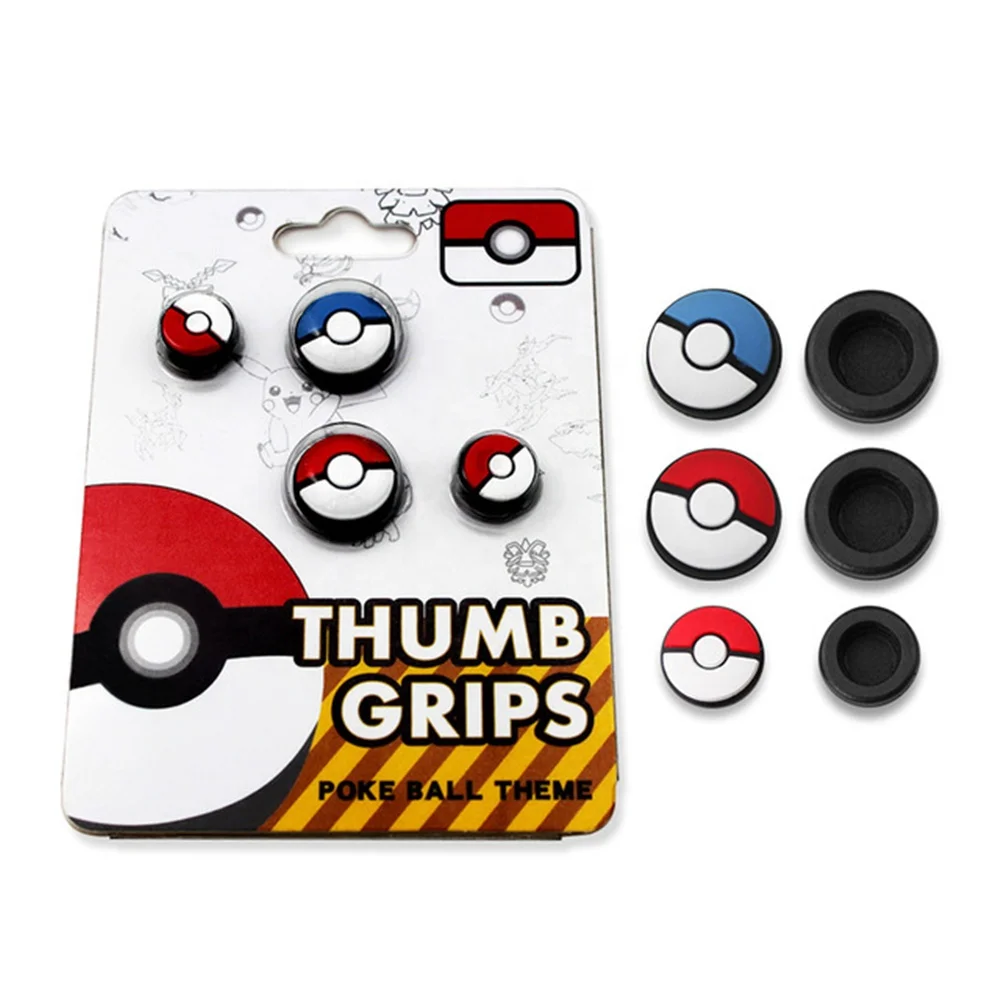 

4 in 1 Silicone Analog Thumb Stick Grips Cover for Nintendo Switch joycon Poke Ball Plus go controller game accessories
