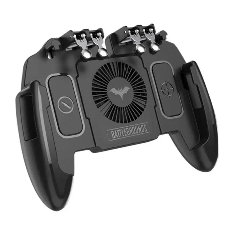 

M11 Six Finger PUBG Game Controller Gamepad Trigger Shooting Free Fire Cooling Fan Gamepad Joystick for IOS Android Mobile Phone, Black