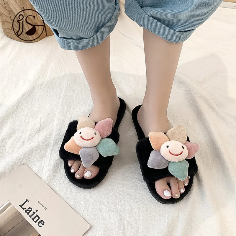 

Wholesale custom furry slippers fancy colorful slippers Cartoons light indoor women sandals 2021, Picture