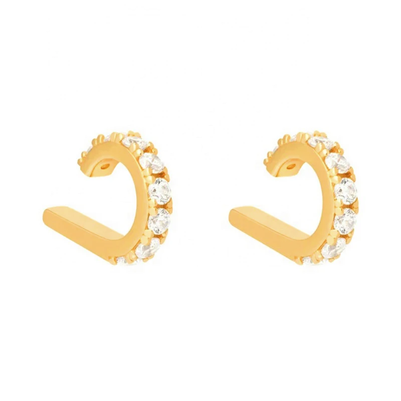 

Ladies mini delicate jewelry new style zircon diamond clip-on s925 silver earrings, Gold/white
