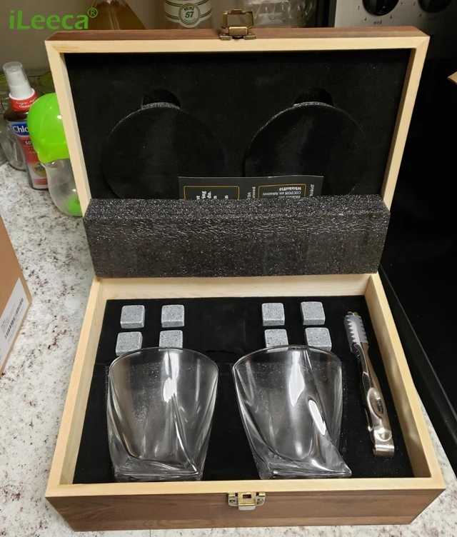 Iiimy Whisky Stones Gift Set 8 Whiskey Rocks + Stylish Wooden Box