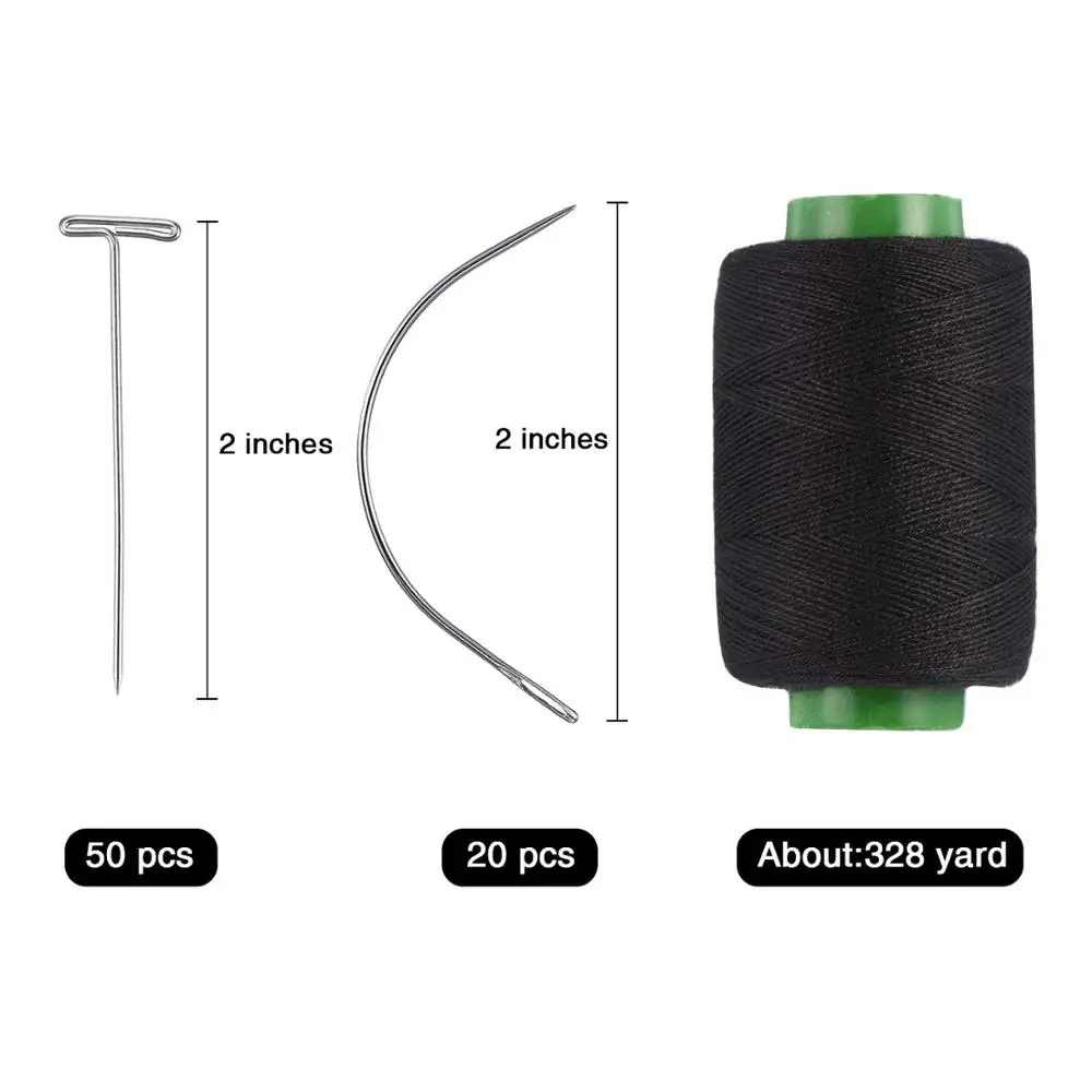 

Wig Making Pins Needles Set, Wig T Shape Pins and C Curved Needles with 328 Yard Thread