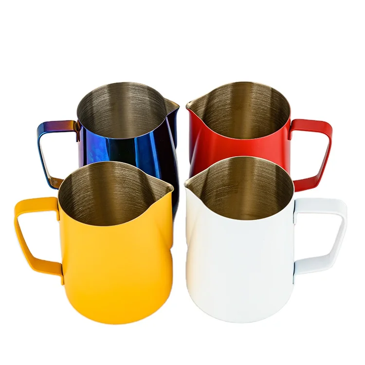 

Colorful Latte Art Decorative Stainless Steel 600ml Coffee Pot Mini Small milk steaming Barista Milk Jug pitcher cup pot