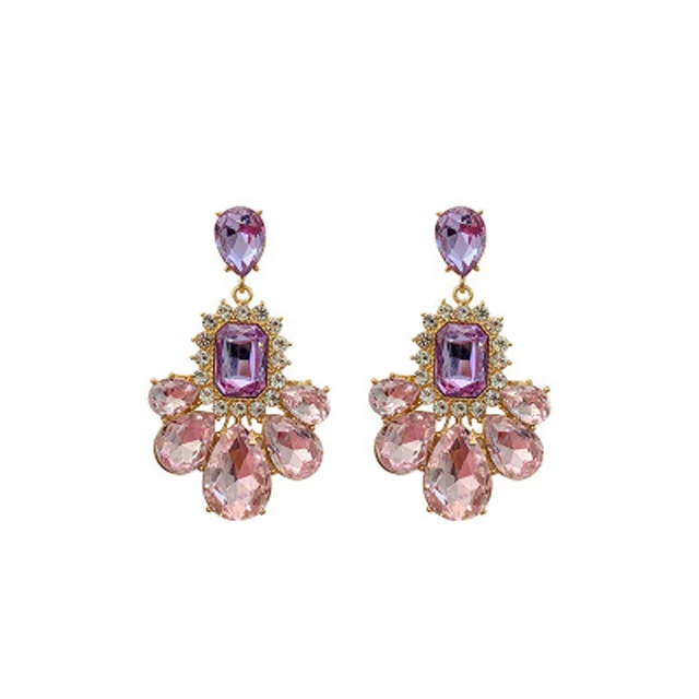 

Luxury Personalized Amethyst Gemstone Charm Drop Long Earrings for Women Gift Jewelry