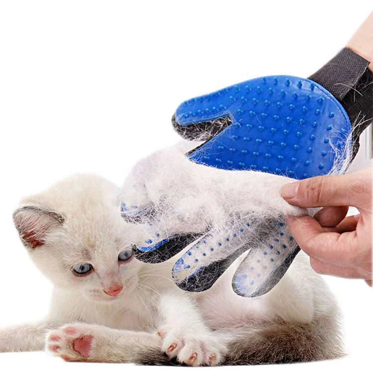 

Dropshipping Silicone Pet Hair Remover Guantes De Mascotas Bath Massage Cat Cleaning Deshedding Brush Pet Grooming Glove for Dog, Blue