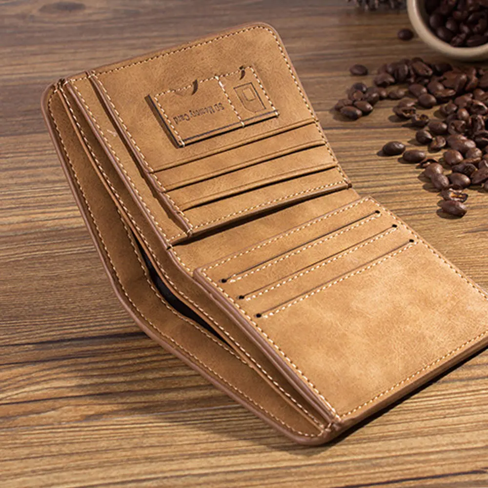 

Men Leather Business Foldable Wallet Luxury Billfold Slim Hipster Cowhide Credit Card/ID Holders Inserts Coin Purses