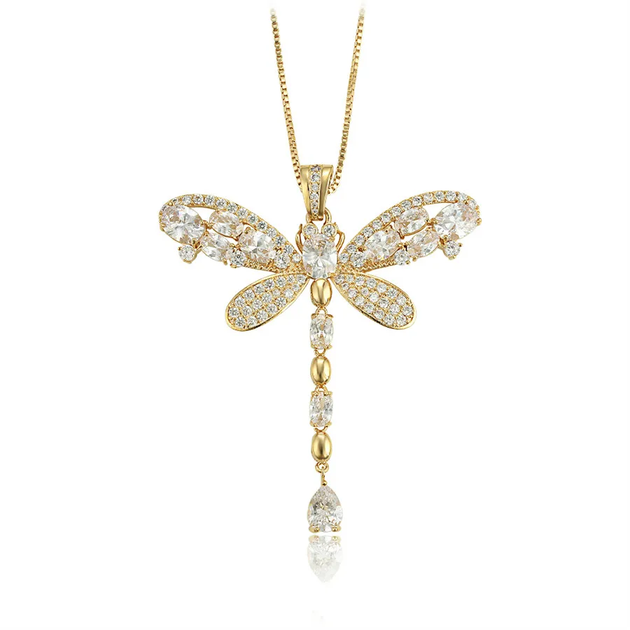 

necklace-00729 Xuping Jewelry Fashion Elegant High Quality Diamond Set Dragonfly Environmental Copper Pendant necklace