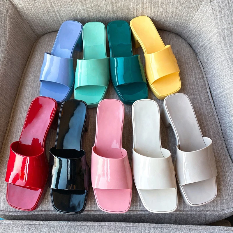 

Summer Guccu Famous Designer Ladies Jelly Square Toe Heel Clear Block Heeled Sandals For Women, White, red, purple, green, black, pink, grey, yellow, blue, light