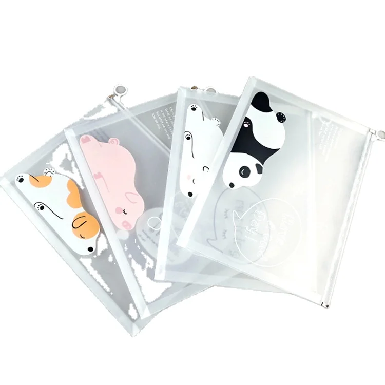 

Multifunctional transparent document file bag a4 plastic pp information bag student office storage creative cartoon zipper