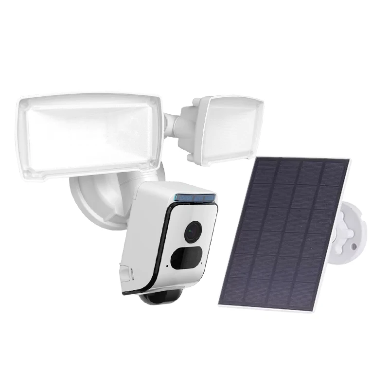

2 Lamps Tuya Ubox Wireless Smart Floodlight Security Camera With Solar Panel