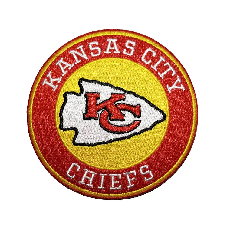 

NFL Football Jersey Patch Badges 3D Kansas City Chief Round Iron-on Embroidered Support