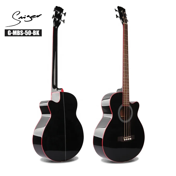 

Wholesale Smiger 4 strings electric semi acoustic bass guitar black color, Black color acosutic bass guitar