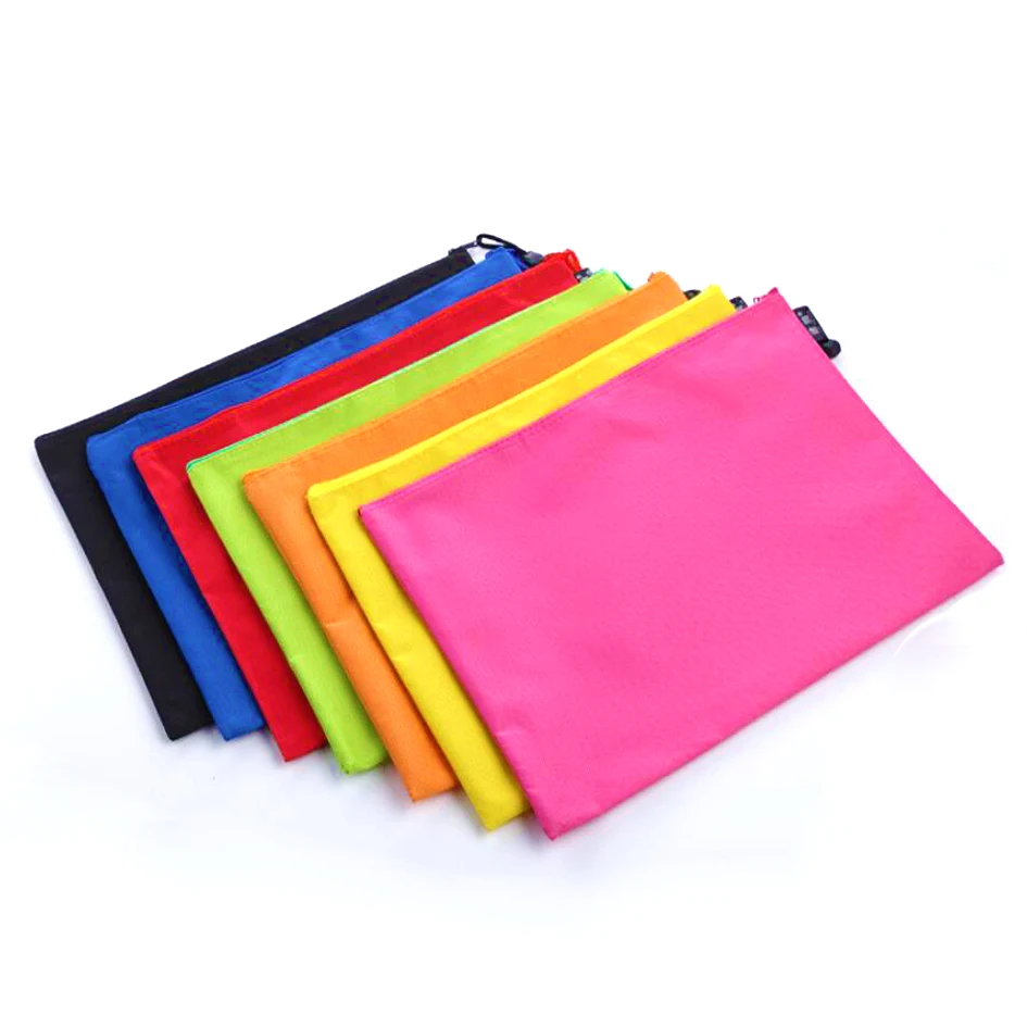 

Random-color Canvas Zipper File Bags A4 Size Waterproof Document File Folder Bag Organizer Make Up Pouch For Girl